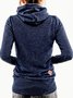 Casual Solid Spring Pockets Mid-weight Micro-Elasticity Long sleeve Fit Mid-long Sweatshirt for Women